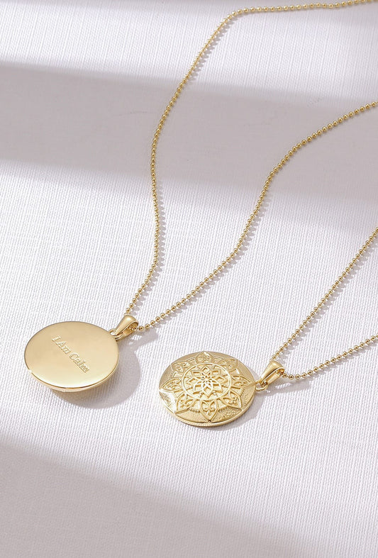 Mandala With Phrase "I am Calm" | Necklace