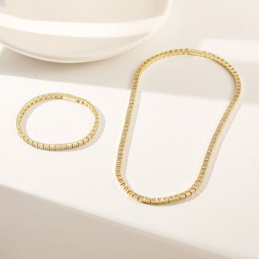 Square Tennis Necklace and Bracelet | Kiiro Accessories